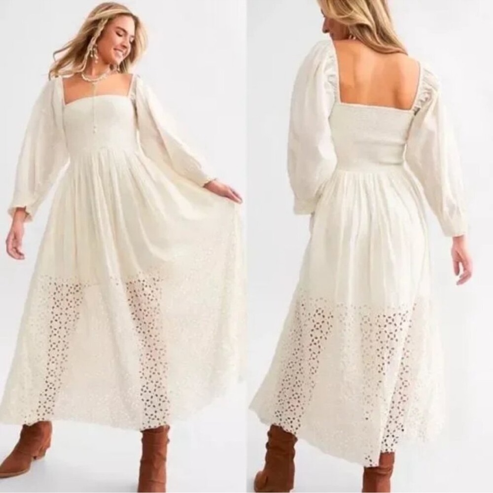 Free People perfect storm white/ cream midi dress
